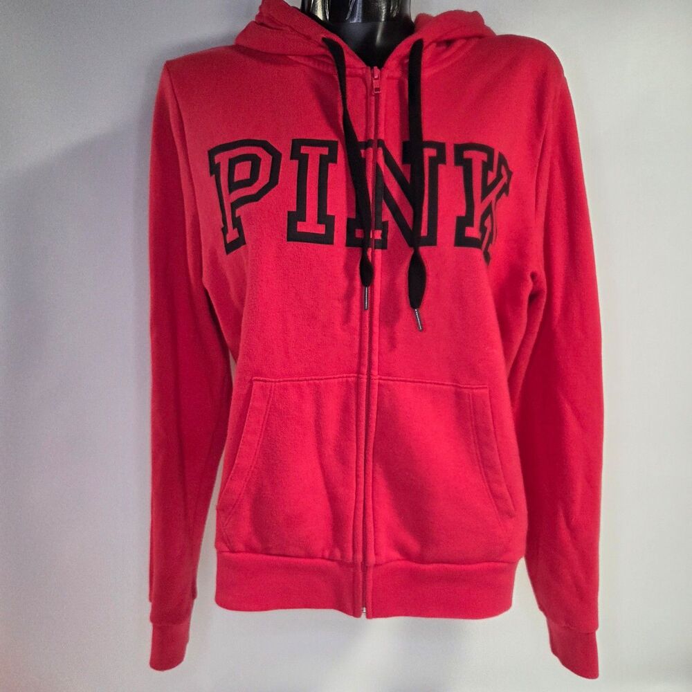 PINK Victoria's Secret Red Full Zip Hoodie Large Super Soft